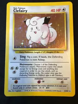 1999 Pokemon Clefairy 5/102 Holo Rare Base Set WOTC Vintage Holographic LP - Image 1