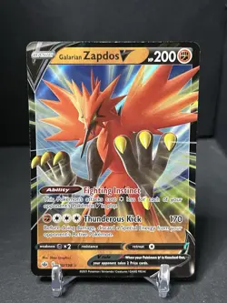 POKEMON TCG GALARIAN ZAPDOS V 080/198 CHILLING REIGN NM ULTRA RARE HOLO FOIL - Image 1