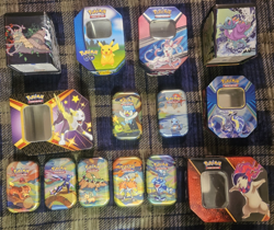 Lot of 15 Empty Pokemon Tins – Mini Tins + Window Tins + Collector Storage Tins - Image 1