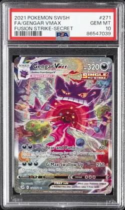 2021 POKEMON SWORD & SHIELD FUSION STRIKE SECRET FULL ART/GENGAR VMAX PSA 10 - Image 1