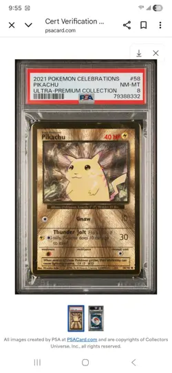 PSA 8 Pikachu Gold Metal Pokemon 2021 Celebrations Ultra Premium Collection UPC - Image 1