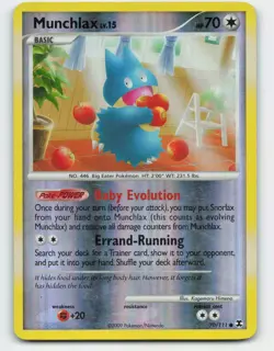 2009 Pokemon, Rising Rivals, #70/111 Munchlax, Reverse Holo Common - Image 1