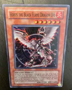 Yugioh Horus The Black Flame Dragon LV6 SOD-EN007 Super Rare 1st Edition - Image 1