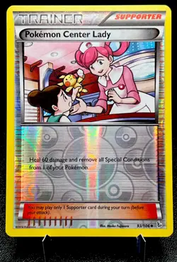 Pokemon Center Lady 93/106 LP Reverse Holo Adorable Nurse Joy Pichu Art Card! - Image 1