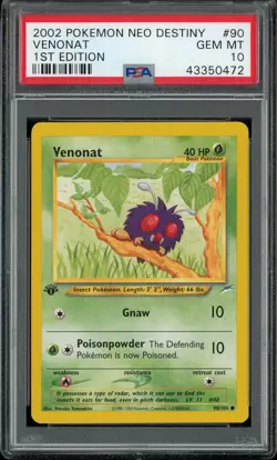 PSA 10 Venonat 1st Edition Neo Destiny 90/105 Pokemon Card - Image 1