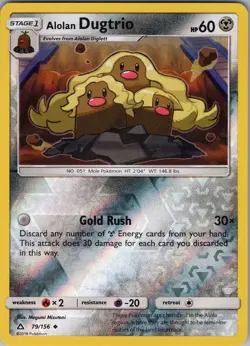 Alolan Dugtrio 79/156 Uncommon - Pokemon SM: Ultra Prism - Reverse Holo (NM) - Image 1