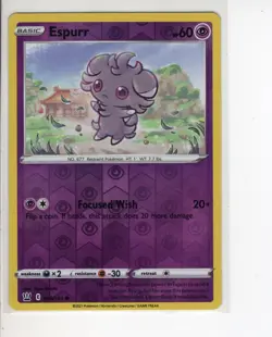 ESPURR BATTLE STYLES SET REVERSE-HOLO FOIL POKEMON CARD 060/163 NM/M - Image 1