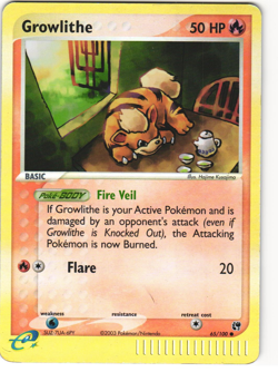 Growlithe Reverse Holo Pokemon TCG Sandstorm 65/100 LP - Image 1