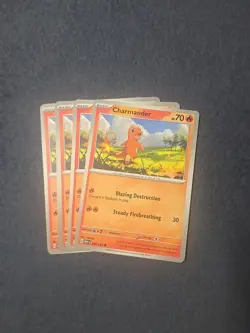 4x Pokemon TCG Charmander 004/165 Sv: Scarlet & Violet 151 Regular Playset - Image 1