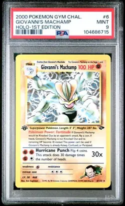 Pokemon Gym Challenge Giovanni's Machamp 1st Edition Holo PSA 9 6/132 - Image 1