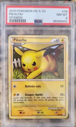 Pikachu 2010 Pokemon Heartgold & Soulsilver Spanish #78 PSA 8 - Image 1
