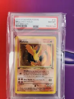 1999 POKEMON TCG FOSSIL 1ST EDITION #12 MOLTRES - HOLO PSA 8 NM-MT - Image 1