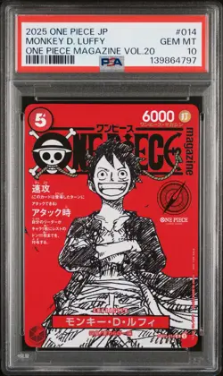 2025 ONE PIECE JPN PROMOS ONE PIECE MAGAZINE VOL.20 #014 MONKEY D. LUFFY PSA 10 - Image 1