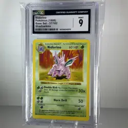 Pokemon Card Nidorino 37/102 Shadowless Base Set 1999 CGC 9 NM/M - Image 1