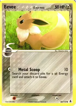 Pokemon TCG EX Delta Species Eevee Common 68/113 MP - Image 1