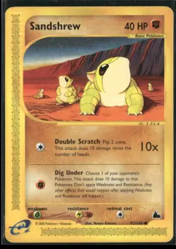 Sandshrew 92/144 Skyridge Pokemon English Card (MP) - Image 1