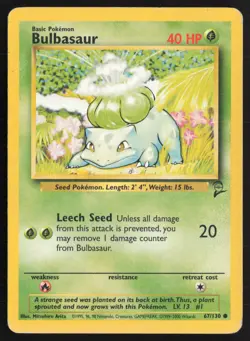 Pokemon TCG | Bulbasaur 67/130 | Common | Base Set 2 | Moderately Played - Image 2
