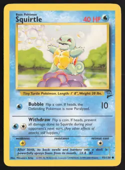 Pokemon TCG | Squirtle 93/130 | Common | Base Set 2 | Moderately Played - Image 2
