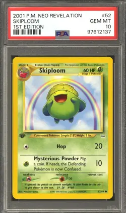 Pokemon Neo Revelation 1st Edition Skiploom 52/64 PSA 10 GEM MINT - Image 1