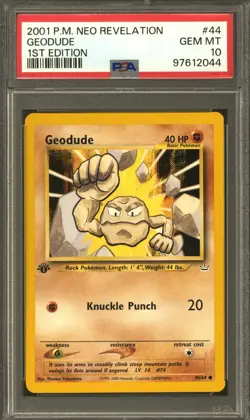 Pokemon Neo Revelation 1st Edition Geodude 44/64 PSA 10 GEM MINT - Image 1