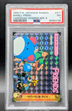 1999 POKEMON JAPANESE BANDAI CARDDASS VENDING SER 6 #217 MARILL PRISM PSA 7 🚀🚀 - Image 1
