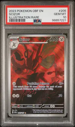 2023 Pokemon Obf EN-Obsidian Flames Scizor Illustration Rare PSA 10 #205 - Image 1