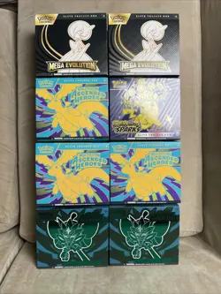 Pokemon TCG Lot of 8 Empty ETB’s, Dice & Dividers, Sleeves, No Promos, No Cards - Image 1