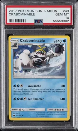 2017 POKEMON SUN & MOON #43 CRABOMINABLE PSA 10 - Image 1