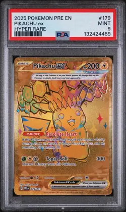 2025 POKEMON PRISMATIC EVOLUTIONS #179 PIKACHU EX HYPER RARE PSA 9 - Image 1