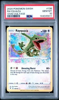 2020 POKEMON SWORD & SHIELD VIVID VOLTAGE #138 RAYQUAZA PSA 10 - Image 1