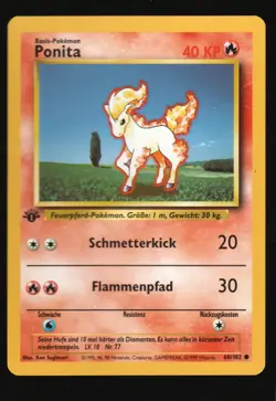 Pokemon GERMAN Ponyta Base Set 060/102 1st Edition NM - Image 1