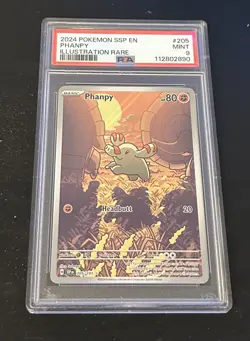 2024 POKEMON SSP EN-SURGING SPARKS 205 PHANPY ILLUSTRATION RARE PSA 9 - Image 1