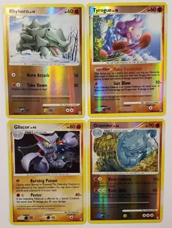 Rhyhorn Tyrogue Gliscor 5/146 Graveler 51/123 Reverse Holo Lot Of 4 Cards Pokemo - Image 1