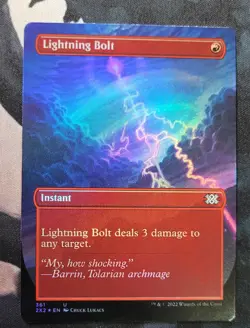 Lightning Bolt 361 BORDERLESS FOIL Uncommon Double Masters 2022 2X2 MINT MTG EDH - Image 1