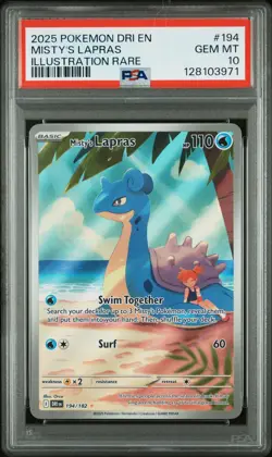 2025 POKEMON DRI EN-DESTINED RIVALS ILLUSTRATION RARE #194 MISTY'S LAPRAS PSA 10 - Image 1
