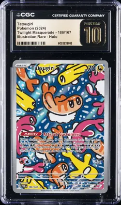 2024 POKEMON TWM EN-TWILIGHT MASQUERADE #186 TATSUGIRI CGC 10 PERFECT - Image 1