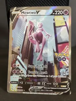 Pokemon TCG Mewtwo v Alt Art Full Art Holo Ultra Rare Card 072/078 Pokemon Go - Image 1