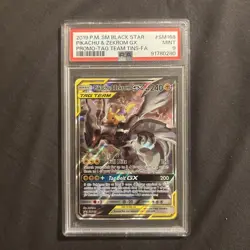 2019 POKEMON SM BLACK STAR PROMO #SM168 FULL ART/PIKACHU & ZEKROM GX PSA 9 - Image 1