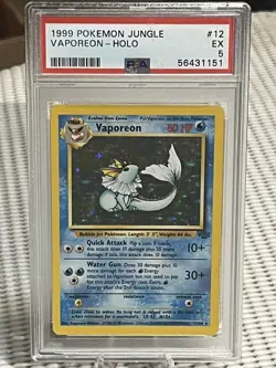 1999 Pokemon Vaporeon Holo Jungle #12 PSA EX - Image 1