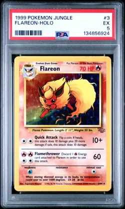 1999 POKEMON JUNGLE #3 FLAREON-HOLO PSA 5 - Image 1