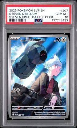 2025 POKEMON SVP EN-SV BLACK STAR PROMO #207 STEVEN'S BELDUM PSA 10 - Image 1