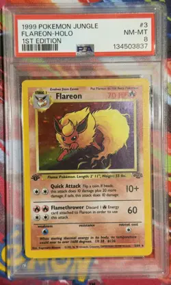 1999 Pokemon Jungle Flareon Holo 3/64 PSA 8 NM-MT 1st Edition - Image 1