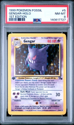 1999 Pokemon TCG Gengar Fossil Holo 1st edition PSA 8 #5/62 - Image 1