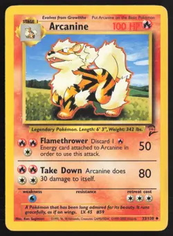 Pokemon TCG | Arcanine 33/130 | Uncommon | Base Set 2 | Moderately Played - Image 2