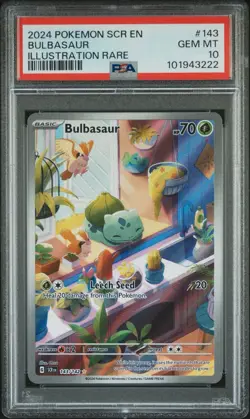 Pokemon Bulbasaur Stellar Crown Illustration Rare Card 143/142 PSA 10 - Image 1
