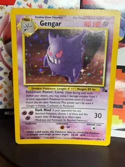 Original 1999 Gengar 5/62 Fossil Holo Rare WOTC Pokemon TCG Card MP - Image 1