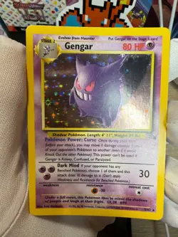 Original 1999 Gengar 5/62 Fossil Holo Rare WOTC Pokemon TCG Card MP - Image 3