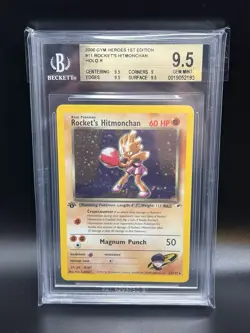 ROCKET'S HITMONCHAN Pokemon Card - 1st Edition - Gym Heroes - 11/132 - BGS 9.5 - Image 1