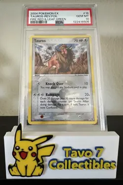PSA 10 GEM MINT Tauros 16/112 EX FireRed & LeafGreen Reverse Holo 2004 - Image 1