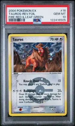 PSA 10 GEM MINT Tauros 16/112 EX FireRed & LeafGreen Reverse Holo 2004 - Image 3